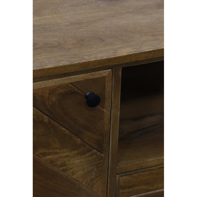 Millwood Pines Plankwood Media Cabinet - Solid Mango Wood - Light Brown Finish | Wayfair